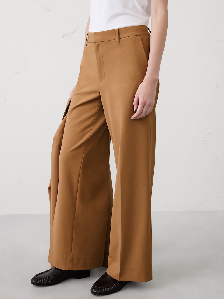 DROPPED Wide-Leg High-Rise Sculpted Trouser