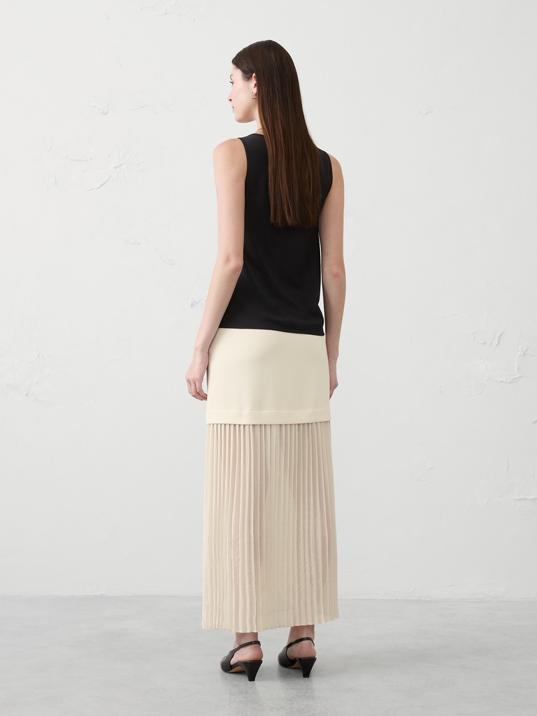 Contrast Dropwaist Sheer Maxi Skirt