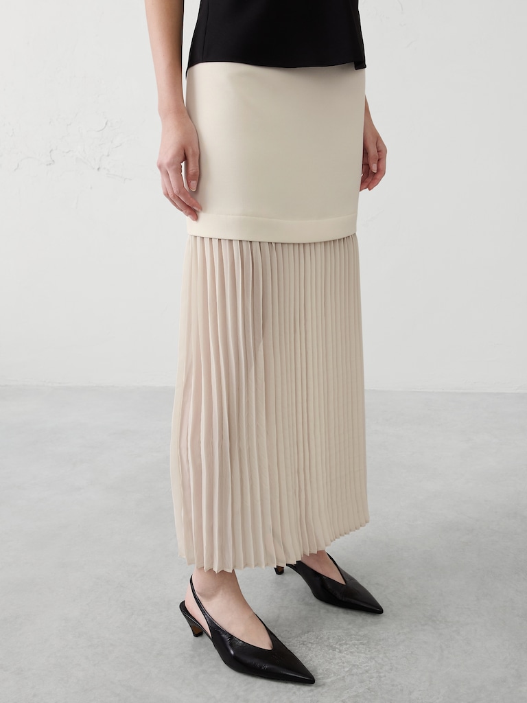 Contrast Dropwaist Sheer Maxi Skirt