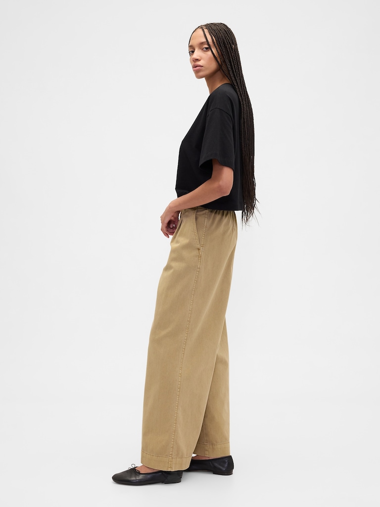 High Rise Pleated Relaxed Wide-Leg Khakis