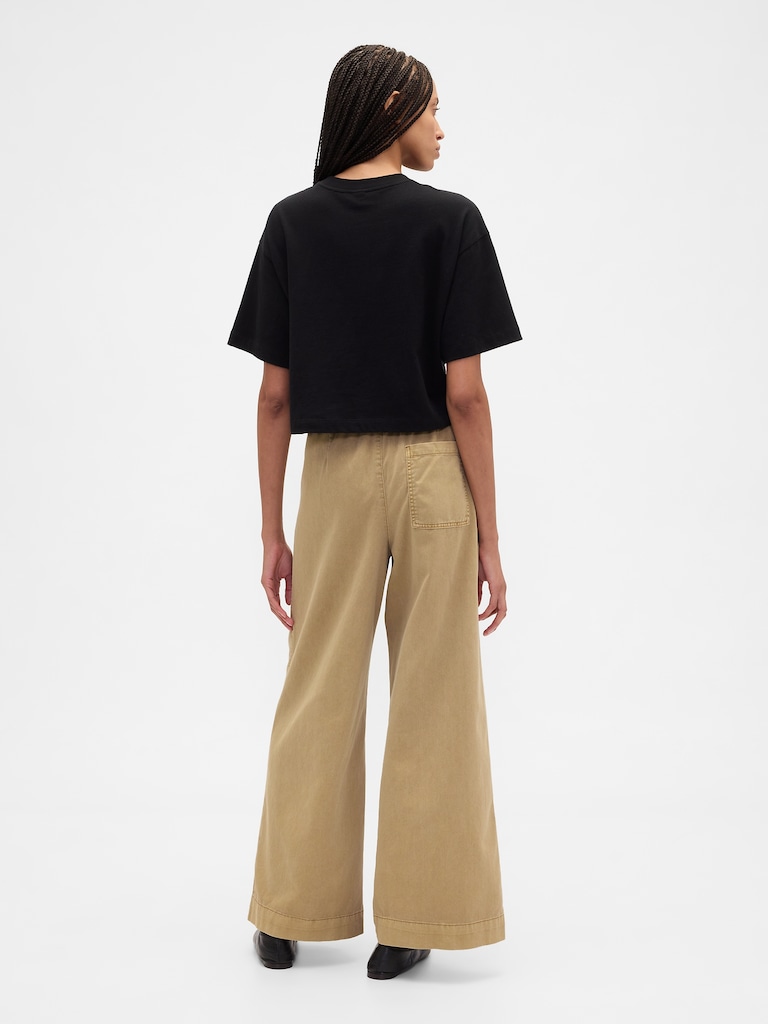 High Rise Pleated Relaxed Wide-Leg Khakis