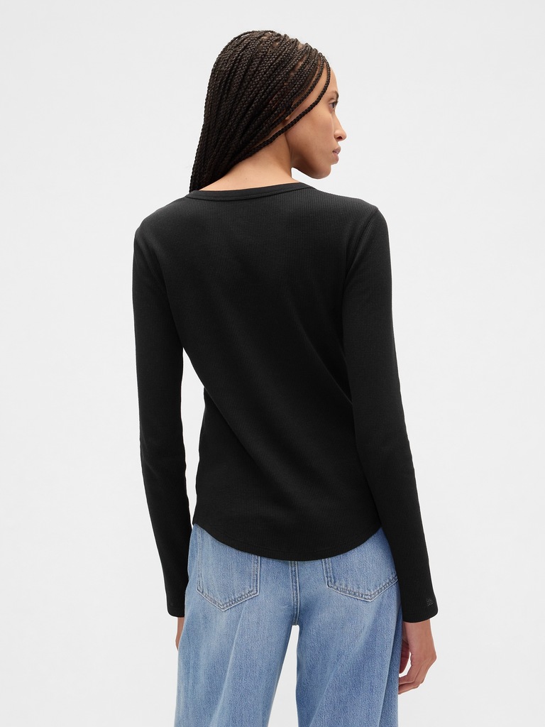 Waffle-Knit Crewneck T-Shirt