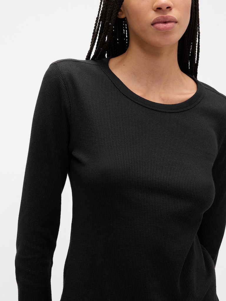 Waffle-Knit Crewneck T-Shirt