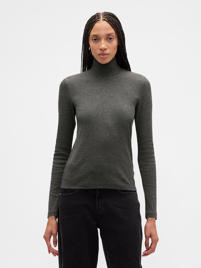 Ribbed Turtleneck T-Shirt