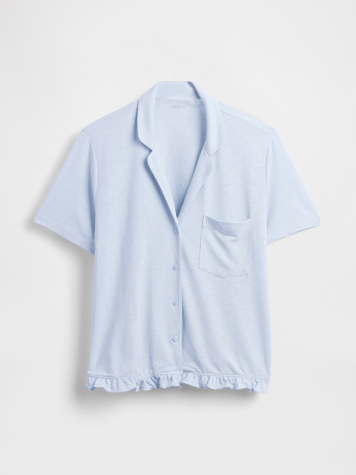 Linen-Blend Ruffle PJ Shirt