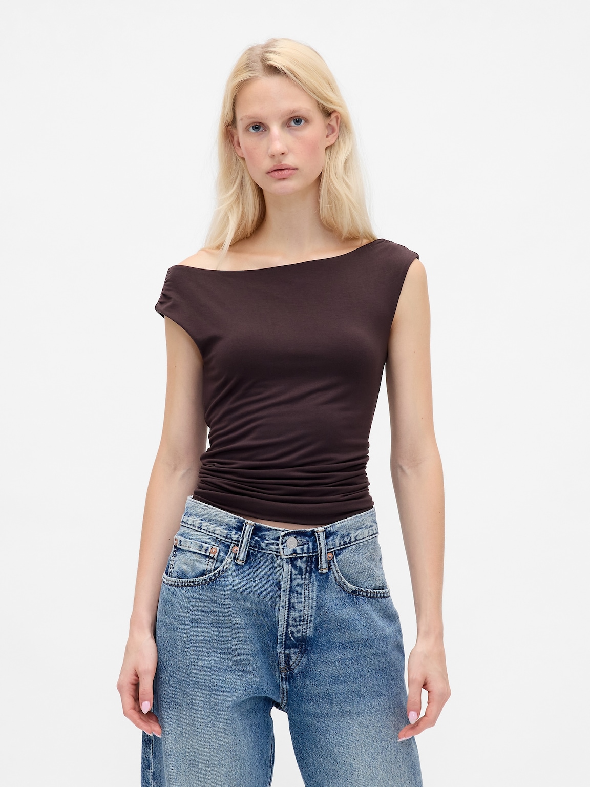 Off-Shoulder Ruched Crop Top