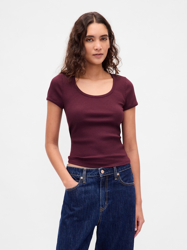 Modern Rib Scoop Crop T-Shirt