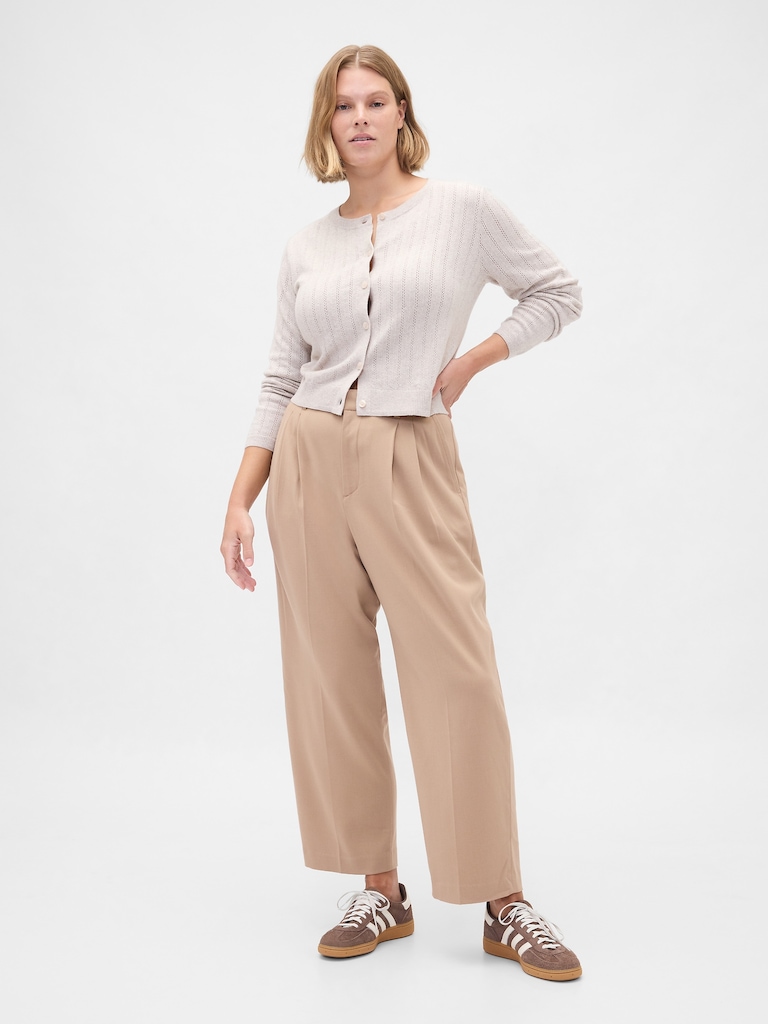 365 High Rise Brushed Twill Taper Ankle Trousers