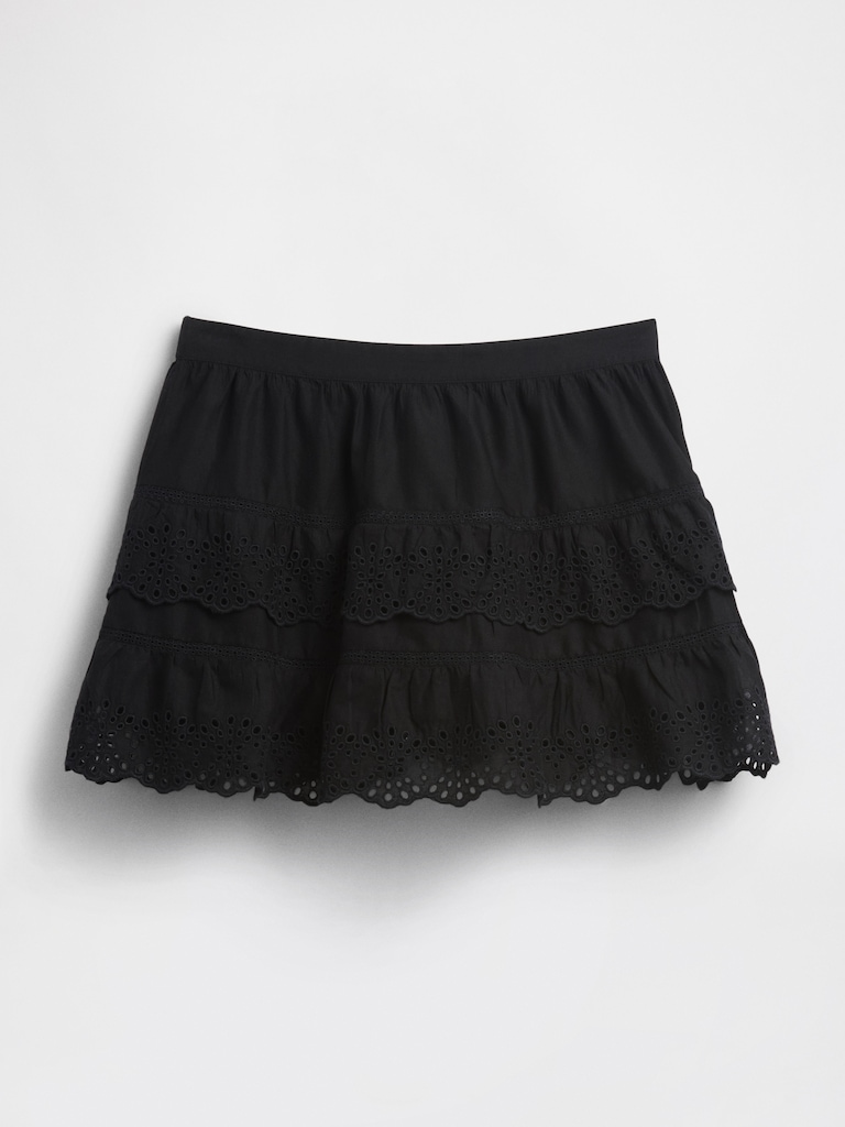 Eyelet Ruffle Mini Skort