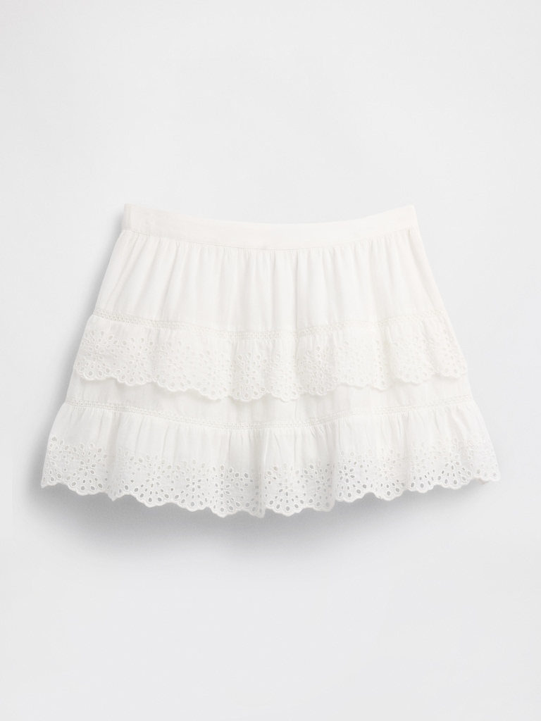 Eyelet Ruffle Mini Skort