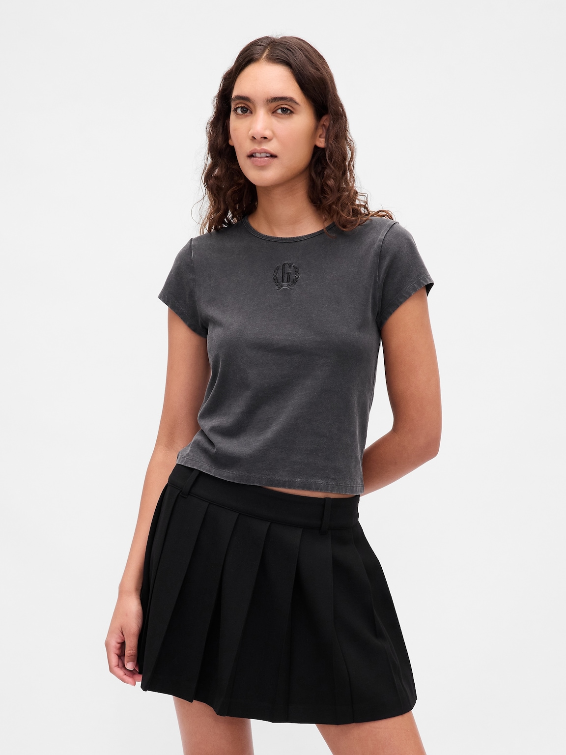 Cotton Jersey Crop Logo T-Shirt