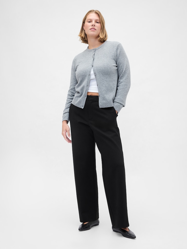 High Rise Double Knit Wide-Leg Pants