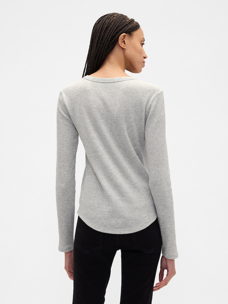Waffle-Knit Crewneck T-Shirt