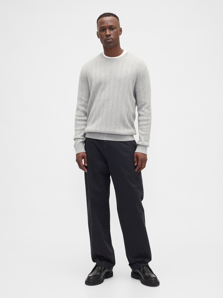 CashSoft Ribbed Crewneck Sweater