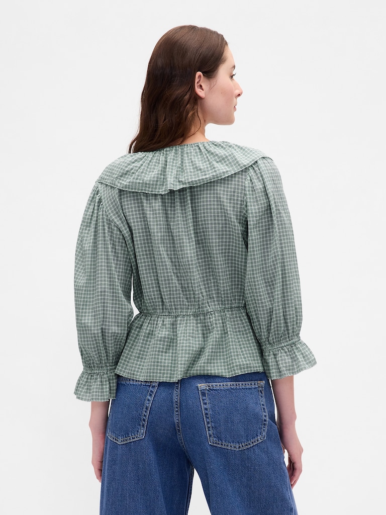 Ruffle Collar V-Neck Top