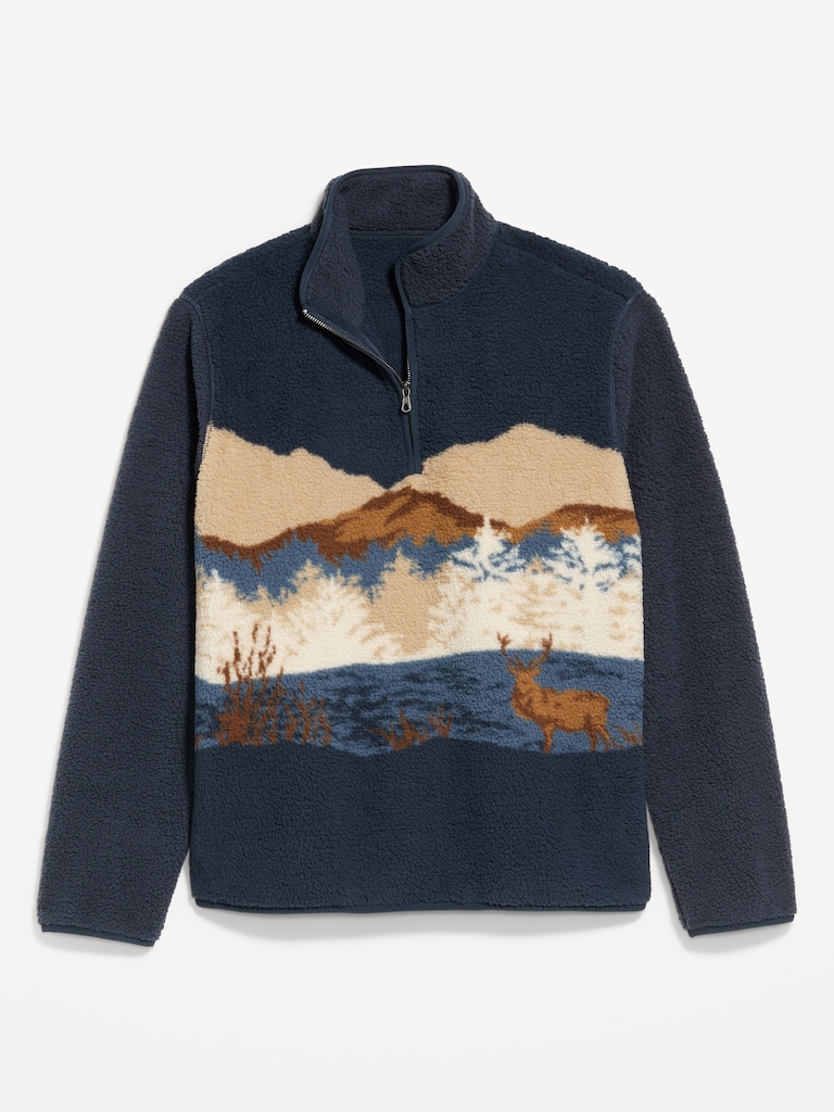 Printed Sherpa Quarter-Zip Pullover