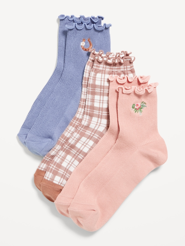Ruffled Crew Sock 3-Pack for Women