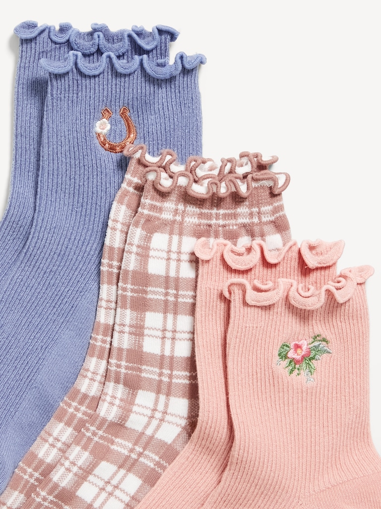 Ruffled Crew Sock 3-Pack for Women