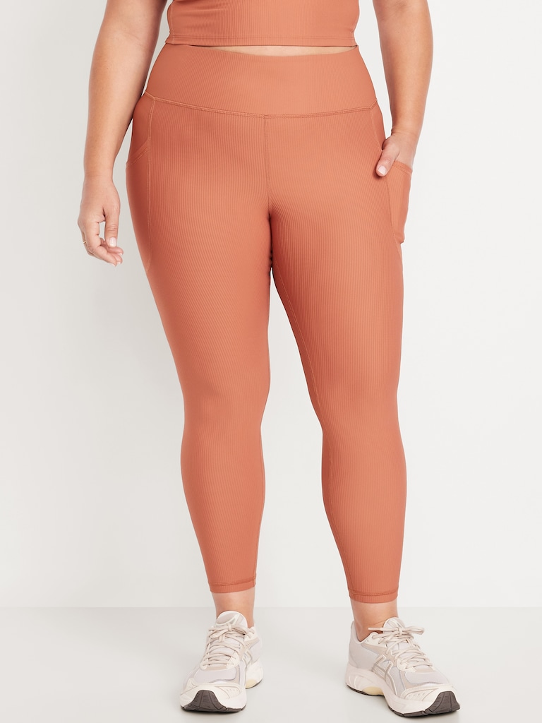 High-Waisted PowerSoft Ribbed Pocket Leggings