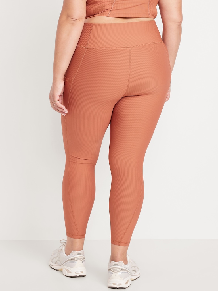 High-Waisted PowerSoft Ribbed Pocket Leggings