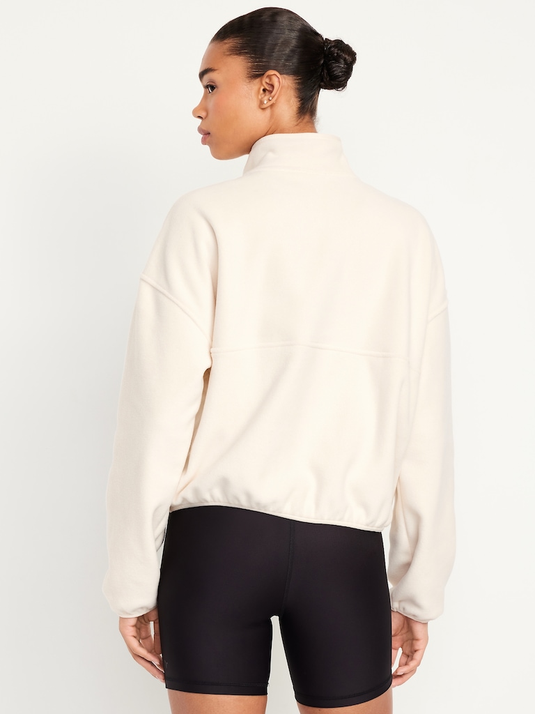 Oversized Performance Microfleece Cropped Half Zip