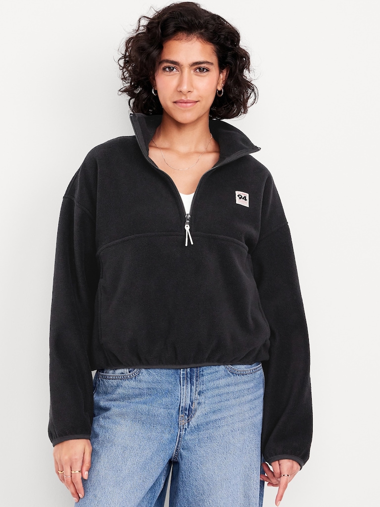 Oversized Performance Microfleece Cropped Half Zip