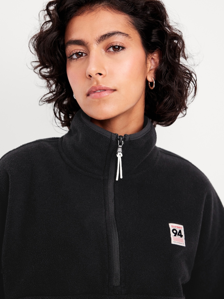 Oversized Performance Microfleece Cropped Half Zip