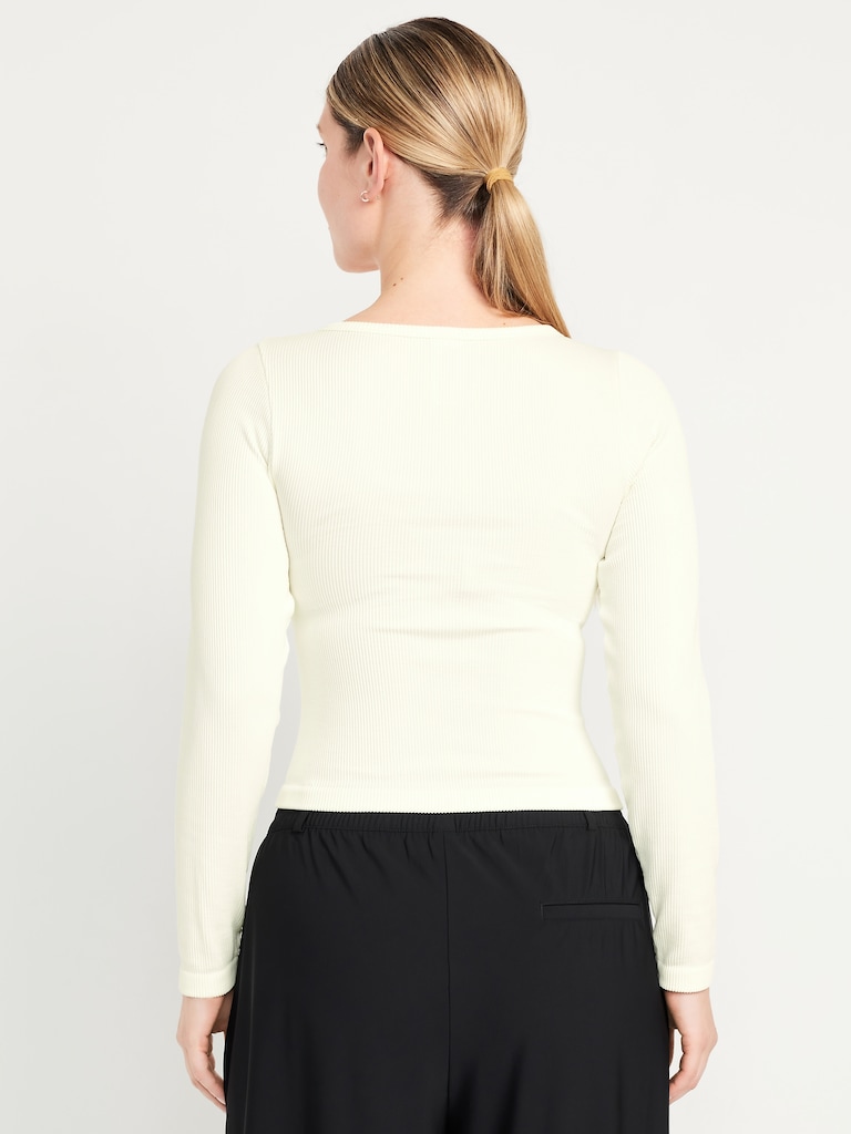 Exhale Seamless Cropped Henley Top