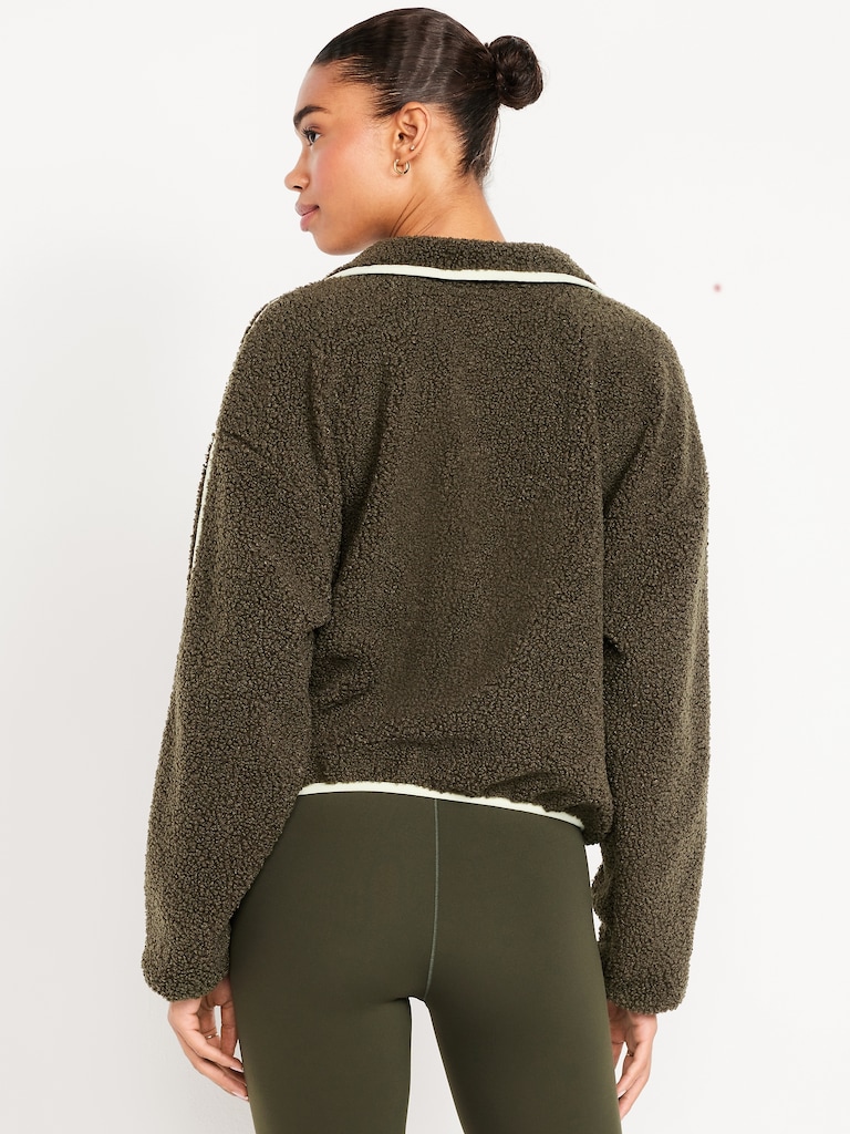Loose Sherpa Quarter-Zip Pullover