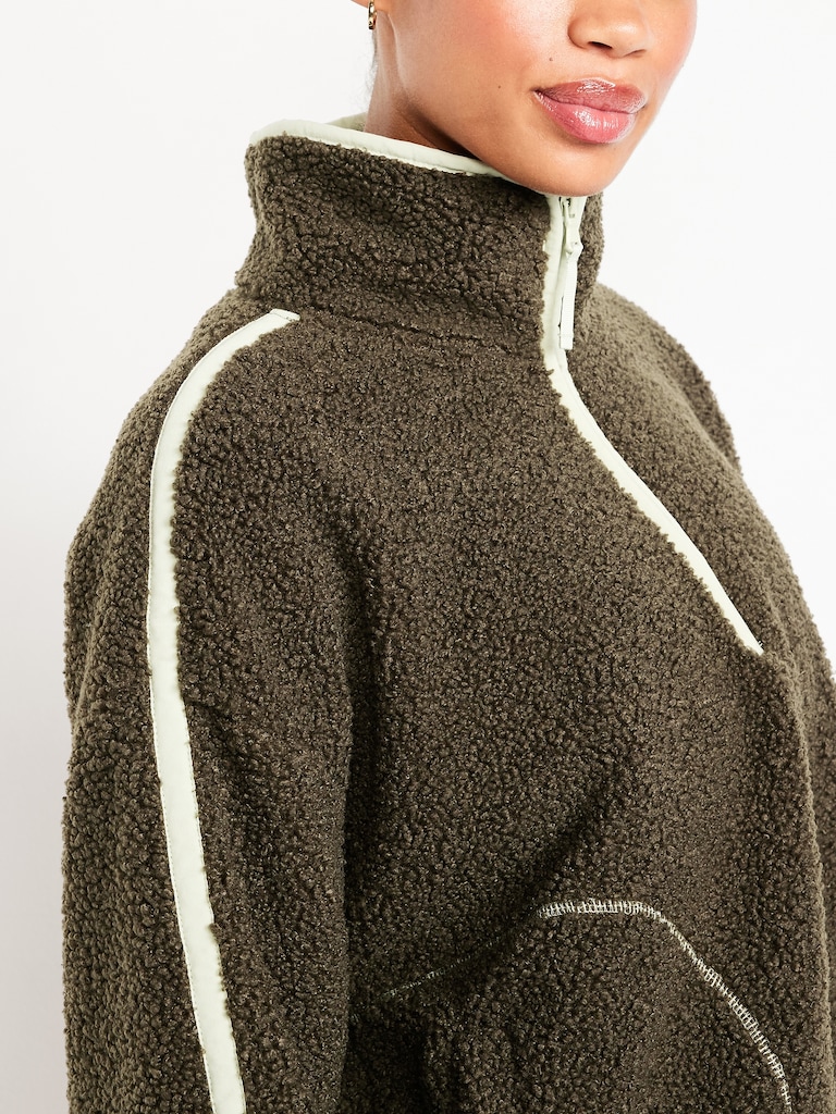 Loose Sherpa Quarter-Zip Pullover