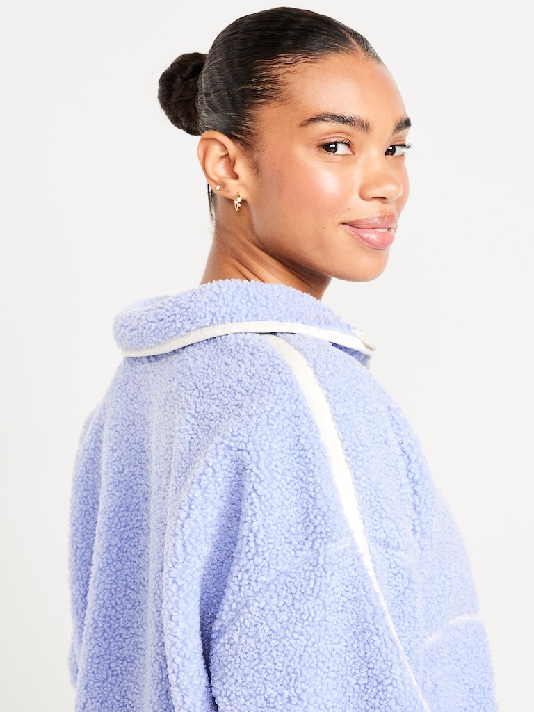 Loose Sherpa Quarter-Zip Pullover