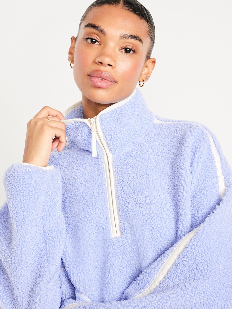 Loose Sherpa Quarter-Zip Pullover