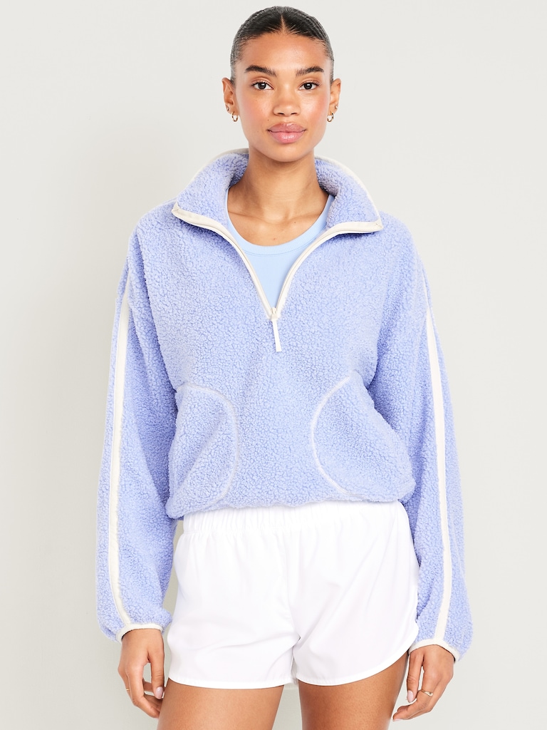 Loose Sherpa Quarter-Zip Pullover