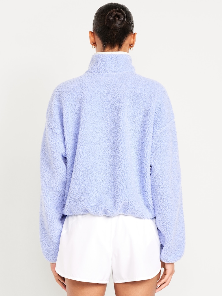Loose Sherpa Quarter-Zip Pullover