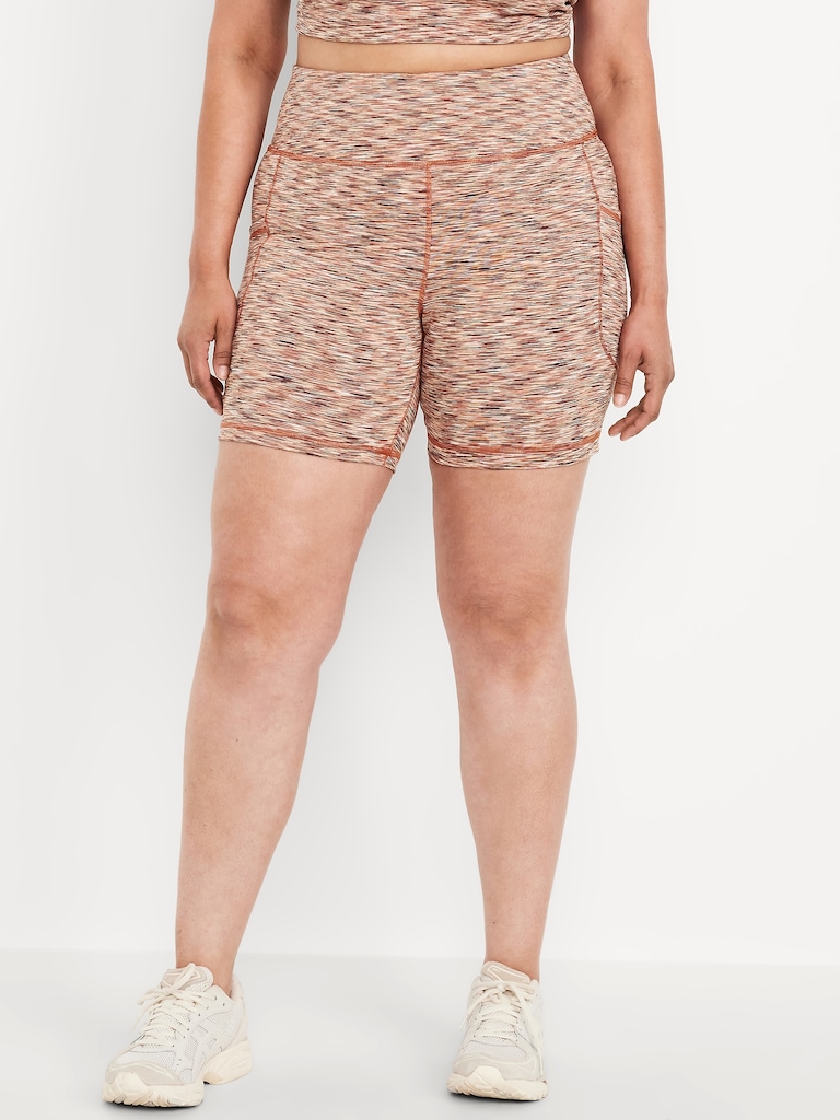 High-Waisted PowerSoft Pocket Biker Shorts -- 6-inch inseam