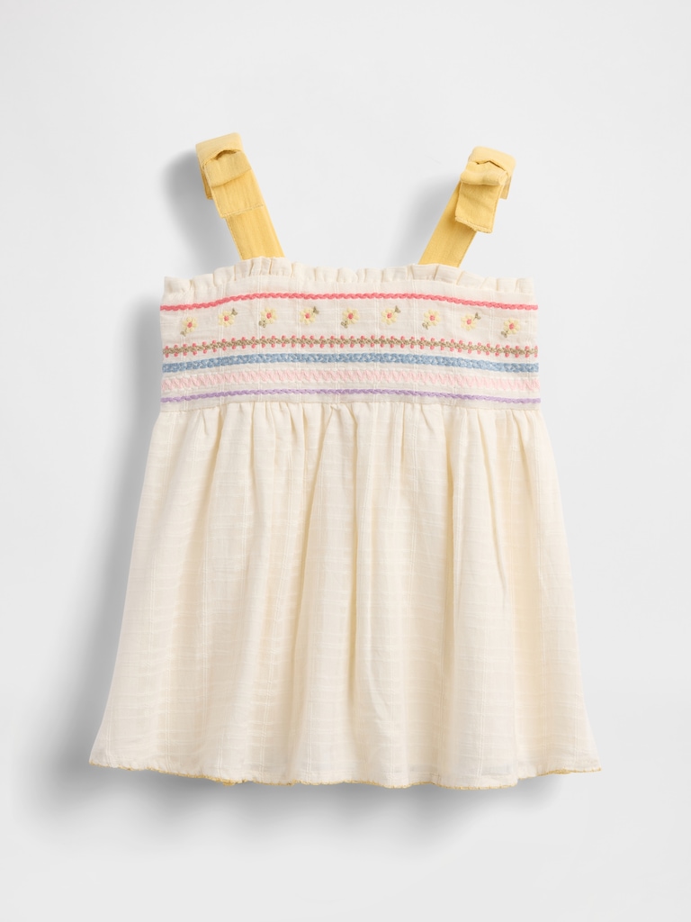 Baby Embroidered Tie-Shoulder Dress