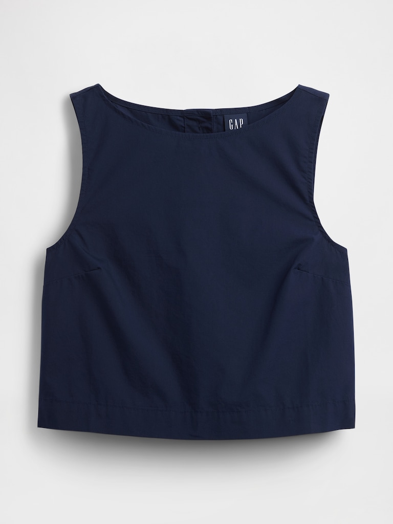 Poplin Boatneck Shell Tank Top