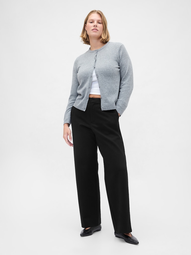 High Rise Double Knit Wide-Leg Pants