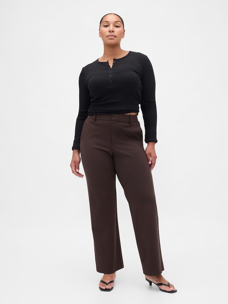 High Rise Double Knit Wide-Leg Pants