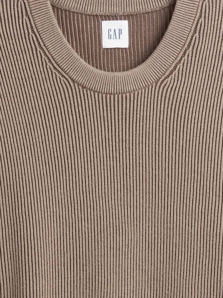 Oversized Fisherman-Stitch Crewneck Sweater