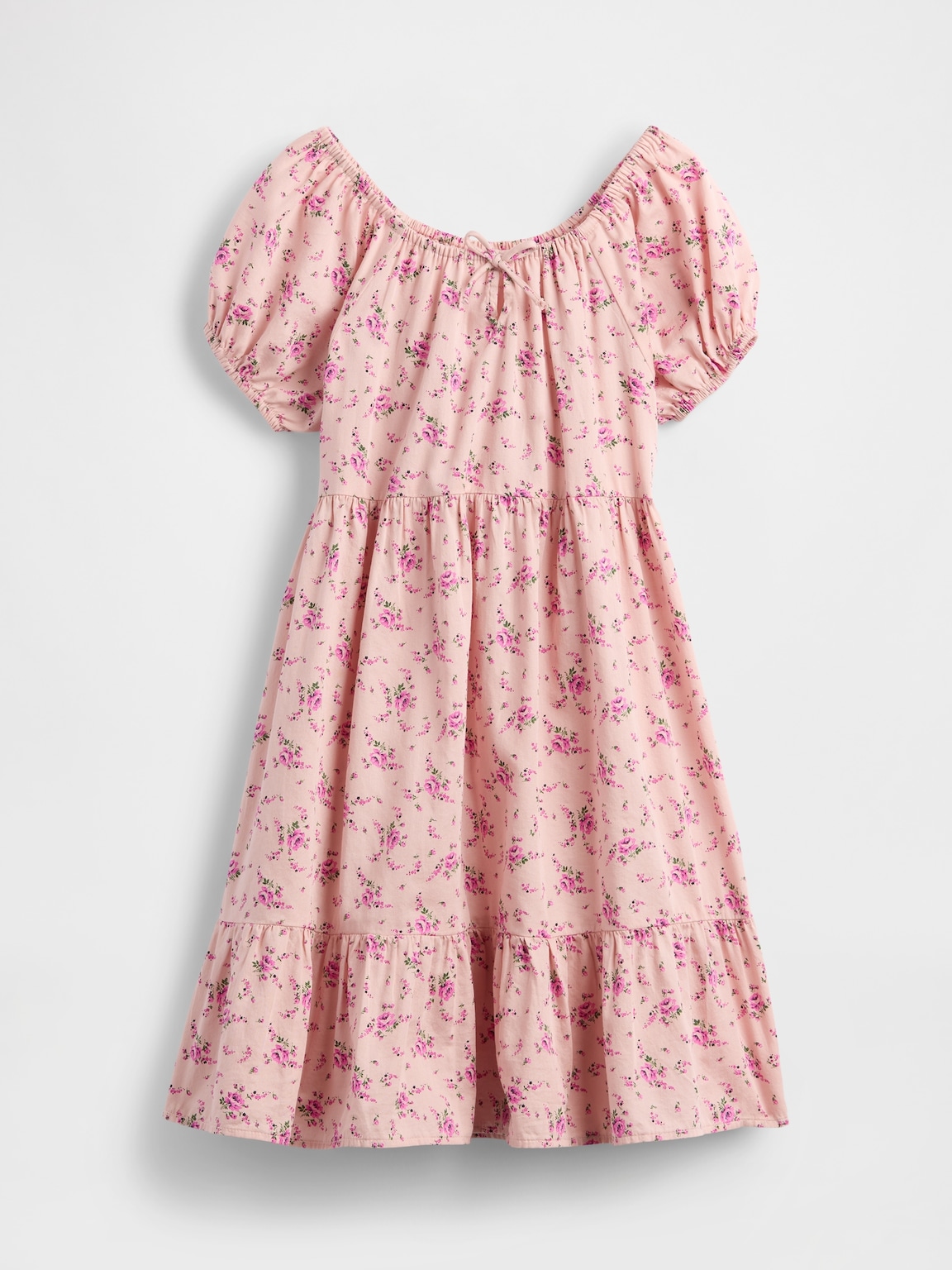 Kids Puff-Sleeve Tiered Dress
