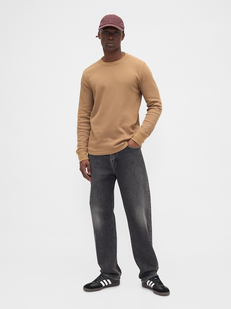 Waffle-Knit Crewneck T-Shirt