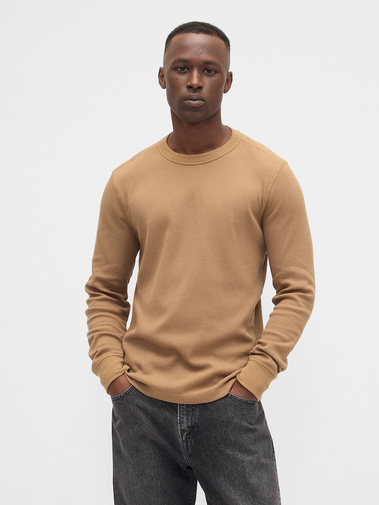 Waffle-Knit Crewneck T-Shirt