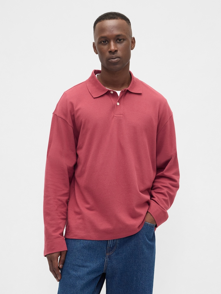 Boxy Stretch Pique Polo Shirt