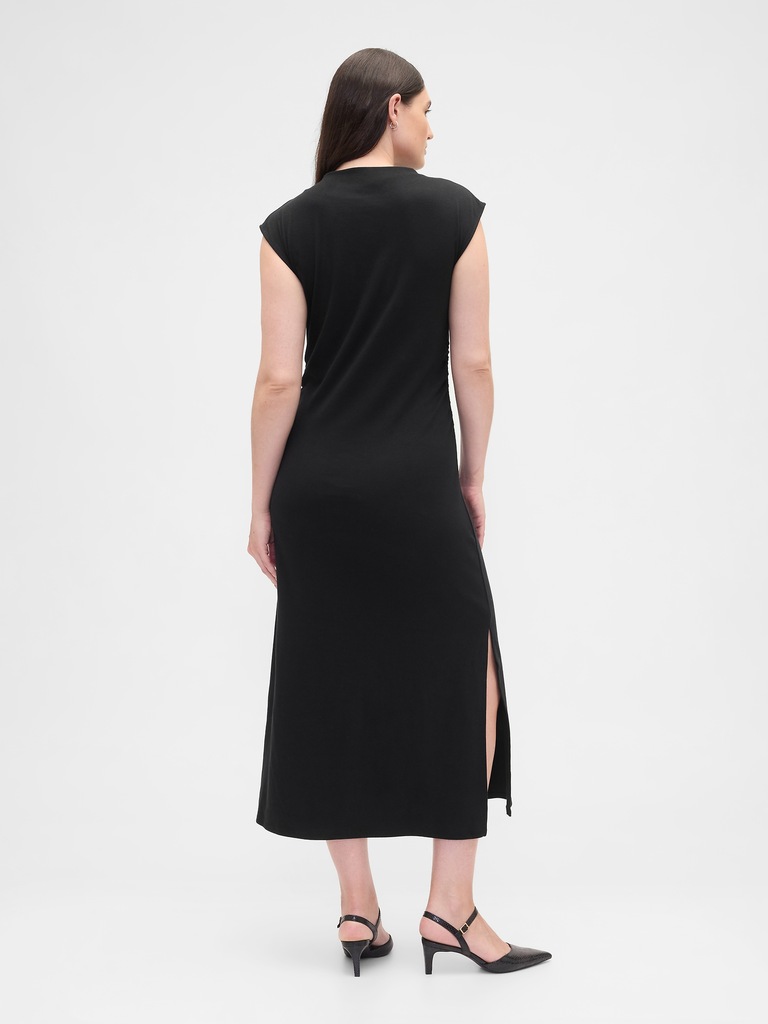 Modern Ribbed Mockneck Midi Dress