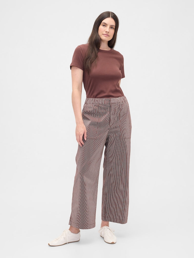 High Rise Easy Stripe Wide-Leg Khakis