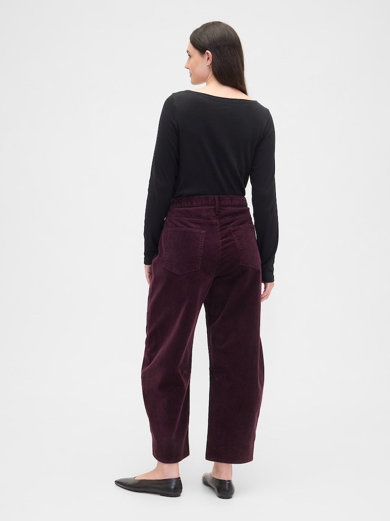 High Rise Barrel Corduroy Pants
