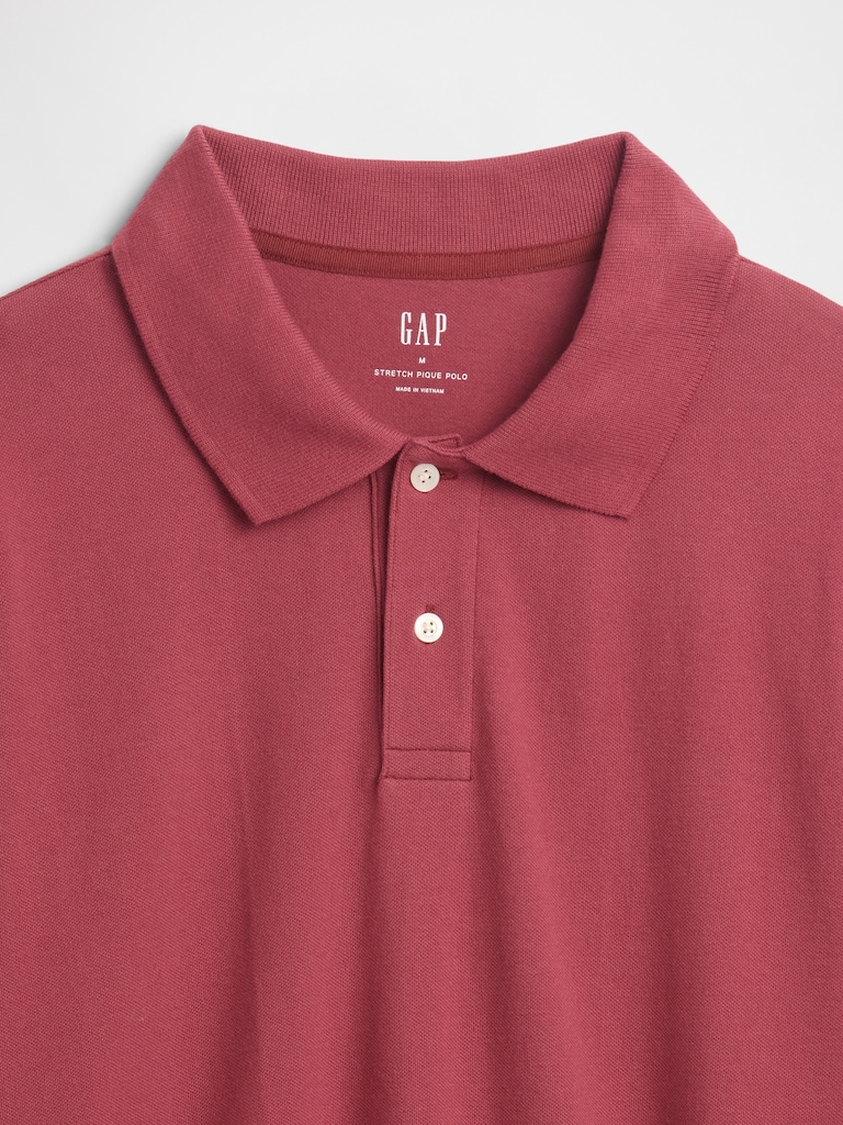 Boxy Stretch Pique Polo Shirt