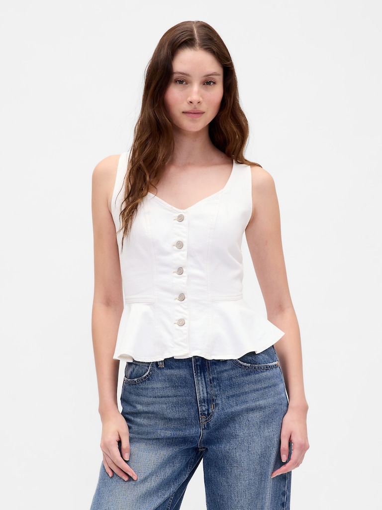 Denim Peplum Tank Top