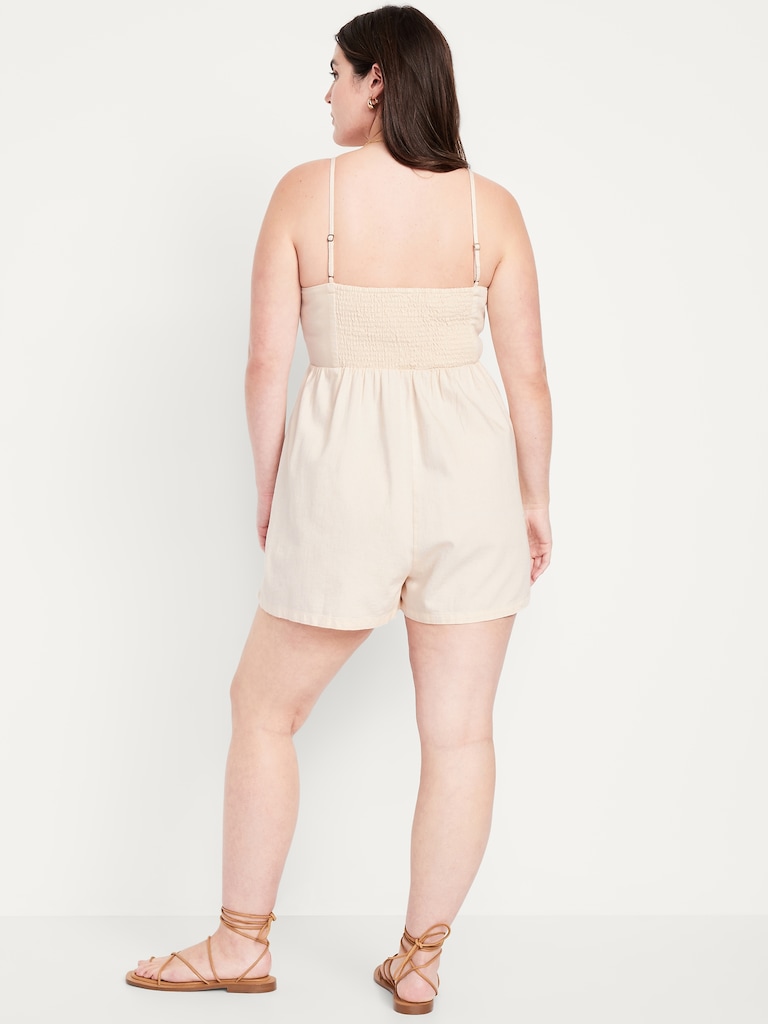 Fit & Flare Twist-Front Cami Romper